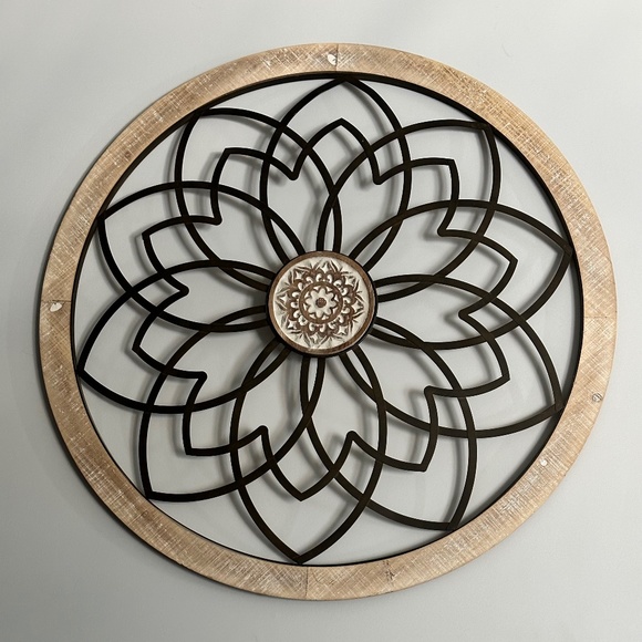 Flower with Medallion Circle Metal Wall Decor - Picture 1 of 1